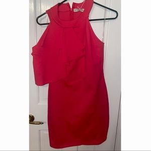 High neck pink dress